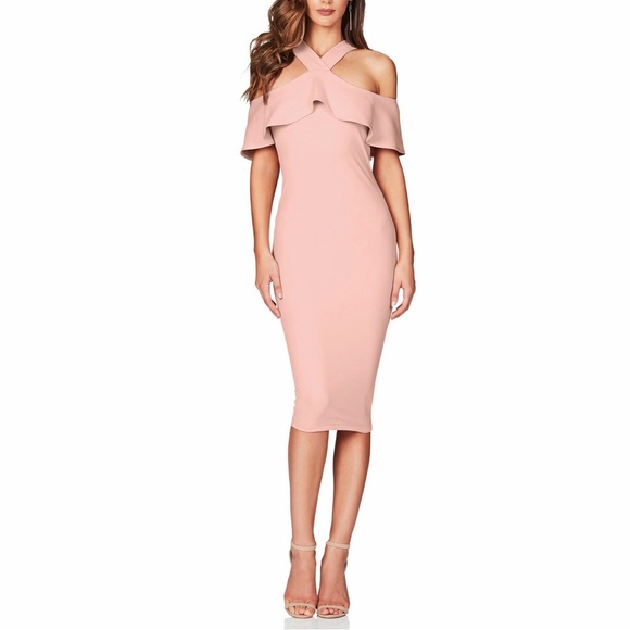 Nookie Dresses & Skirts - Nookie Hermosa Off-The-Shoulder Midi Dress Blush Pink Size XS NWT